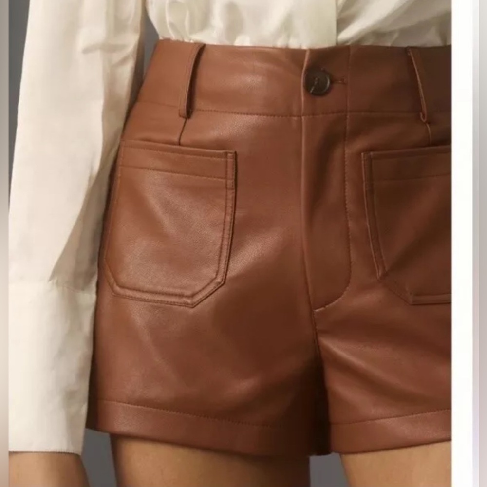 Anthropologie Maeve Colette Faux Leather Shorts Size 32